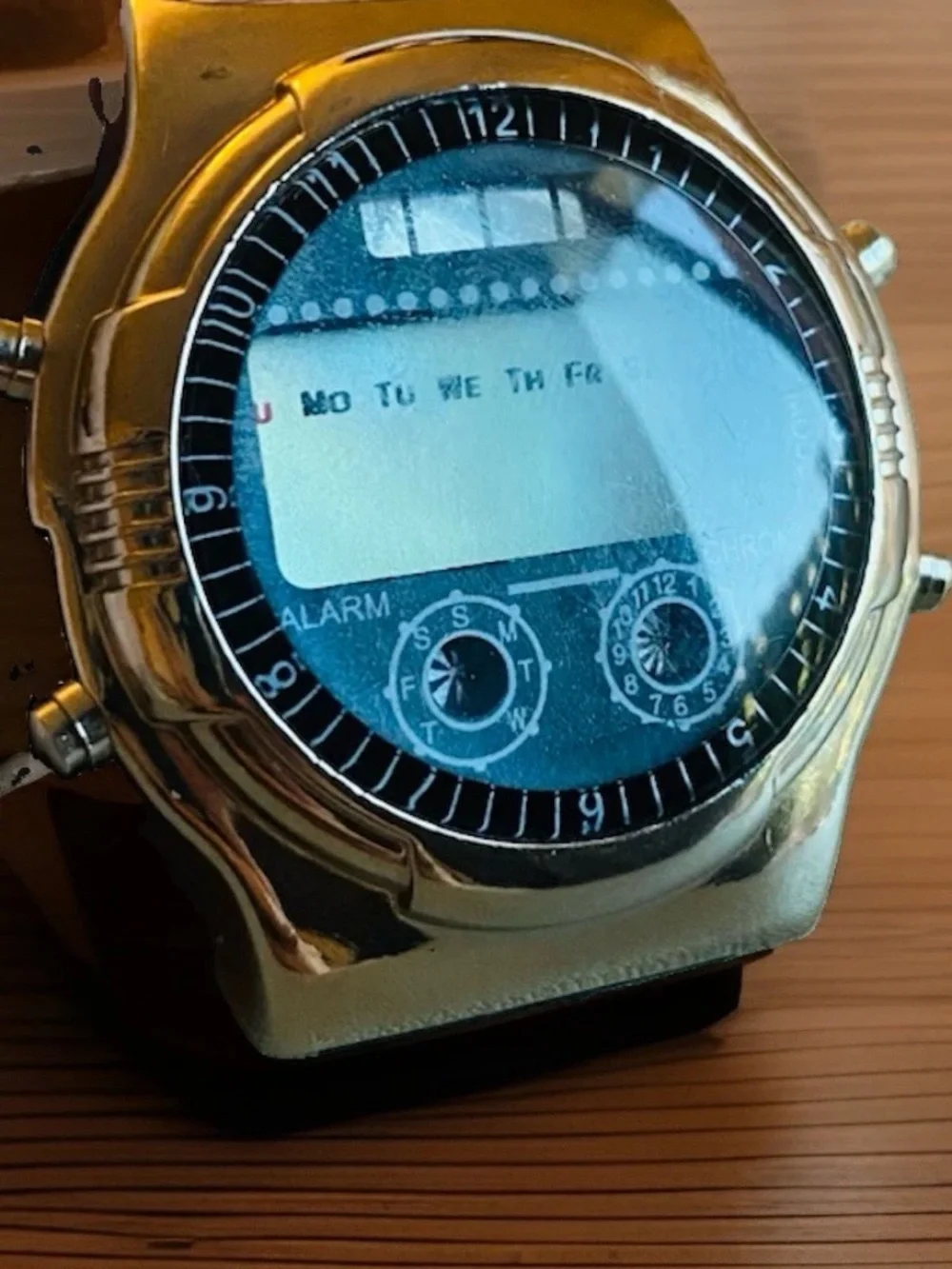 Shye Gents Quartz Chrono Digital Alarm Watch Diver Black Strap Dial Alarm Date
